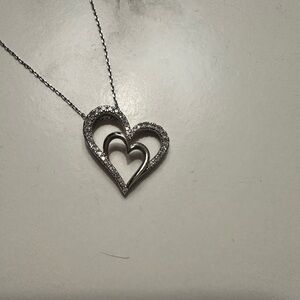 Kay Jewelers Silver Diamond Double Heart Necklace